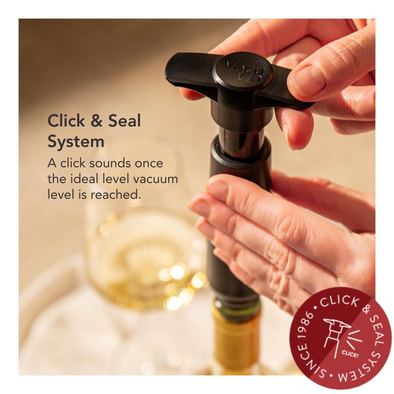 Vacu Vin Original Wine Saver with 4 Vacuum Bottle Stoppers â€“ Black Wine Preserver Pump for Red or White Wine â€“ Manual Air Remover System â€“ Airtight Seal â€“ Keep Wine Fresh Longer - Image 5