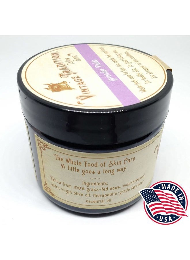 vintage tradition - Beef Tallow All Purpose Balm – Healing, Hydrating Lavender Oil Skin Care Salve Replaces Body Lotion, Hand Cream, More – Essential Oil, Olive Oil, and Grass-Fed Tallow, 2 fl. oz. - Image 1