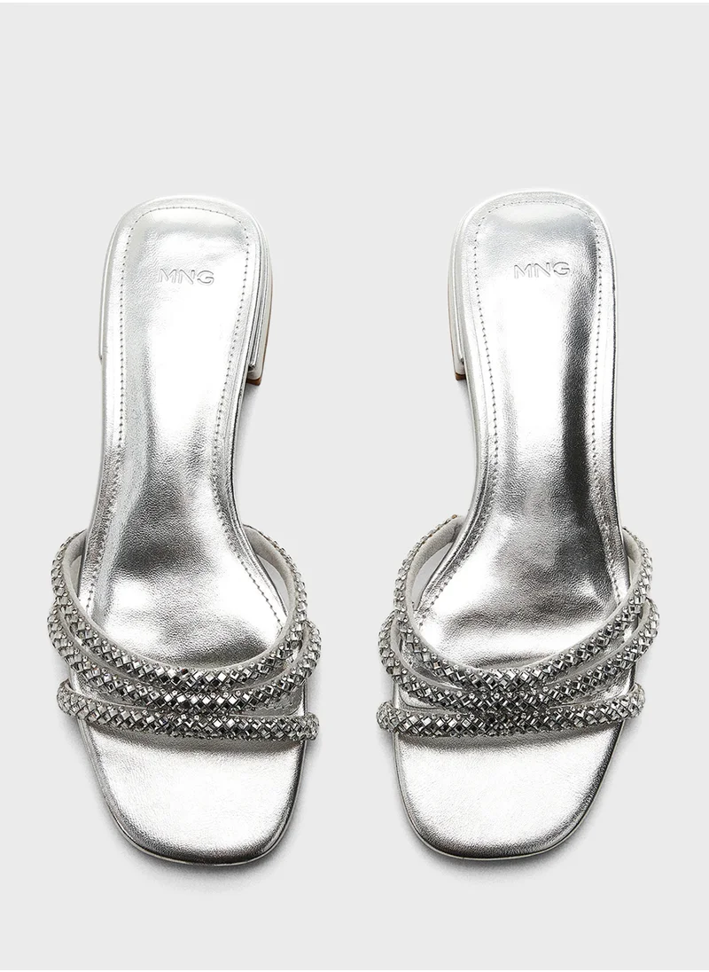 MANGO Sandal With Glitter Straps