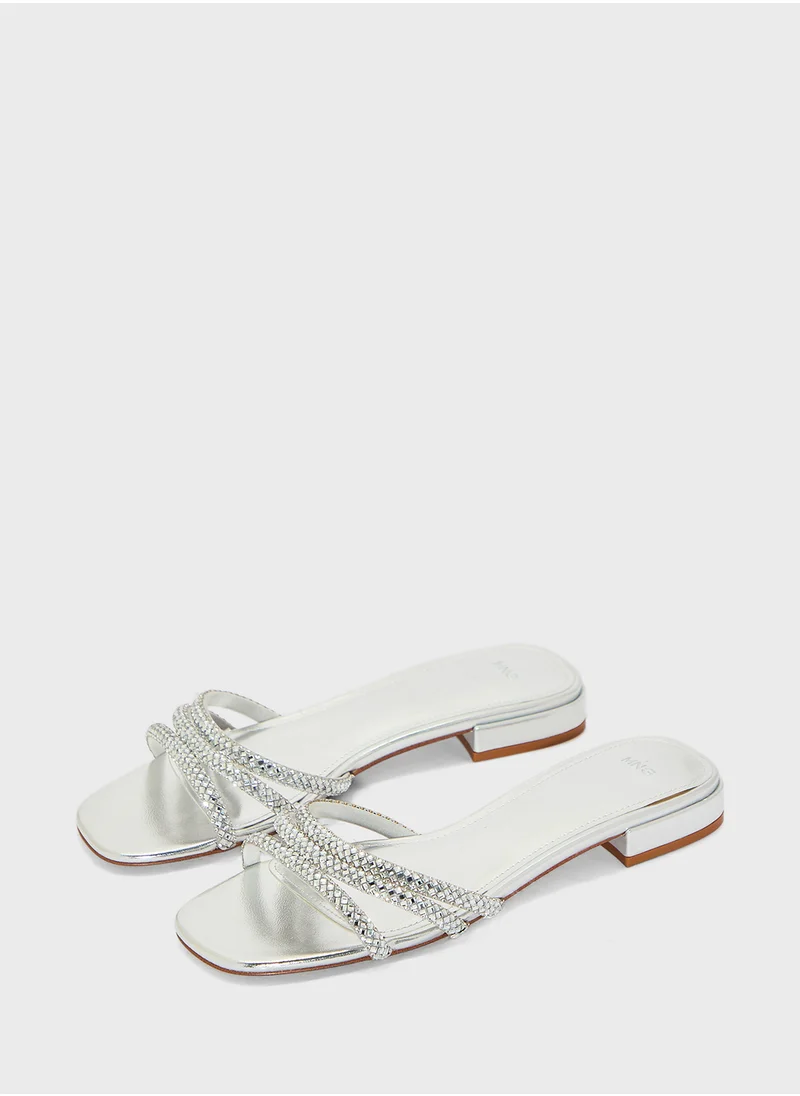 MANGO Sandal With Glitter Straps