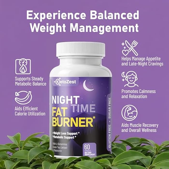 KetoZest Night Time Fat Burner for Weight Loss - Metabolism Booster Nighttime Belly Fat Burn & Natural Appetite Suppressant Supplement for Men Women - Relaxation Weight Control Support Pills - Image 3