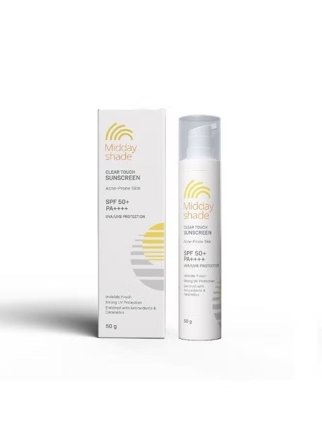 Midday Shade Clear Touch Sunscreen SPF 50+ – 50g | Invisible Finish Sunscreen for Acne-Prone Skin | Broad Spectrum UVA UVB Protection | Lightweight Daily Use - Image 4