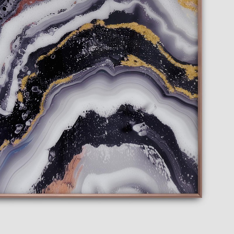 AL HUZAIFA FURNITURE Asher Wall Art In Tempered Glass, With Golden Frame - Image 3