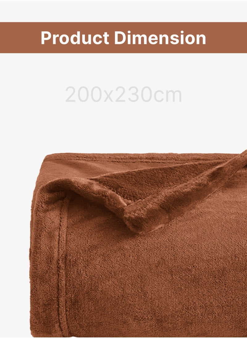 GOODNIGHT - Premium Royal Double Fleece Blanket – 310 GSM, Ultra-Soft & Warm, All-Season Bed Blanket – 200 x 230 cm, Brown – Cozy Microfiber Throw for Sofa & Bedroom - Image 1