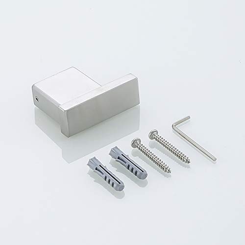 RANDOM Brushed Nickel Towel Hook for Bathroom Square Modern Wall Mounted Robe Hook Coat Hooks Wall Hook Contemporary Bath Towel Hooks SUS304 Stainless Steel (2 Pack).96009-8BS - Image 2