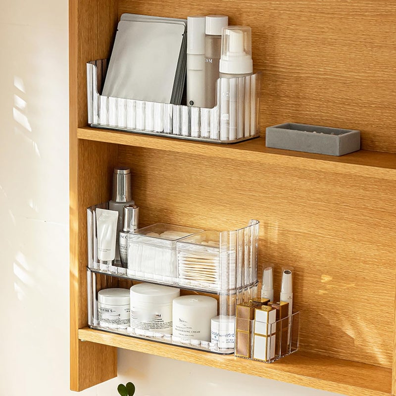 MORNITE 2-Tier Medicine Cabinet Shelves Organizer, Makeup Storage Holder Compartments, Shelf Trays for Bathroom Cabinet Wall, Counter, Vanity, Kitchen - Clear - Image 5