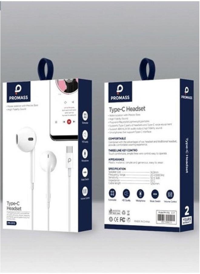 PROMASS Original Wired Headphone From Promass Type C White Color  - Image 2
