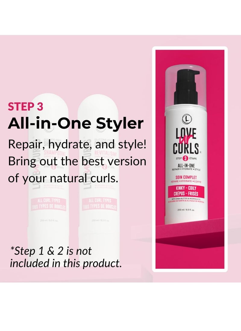 Love Ur Curls - Love Ur Curls All in One Curl Cream Styler for Kinky-Coily Hair and Irish Sea Moss Hair Gel Bundle, Repair, Define, Hydrate & Style with Shea Butter, Medium Hold Hair Styling Gel - Image 1