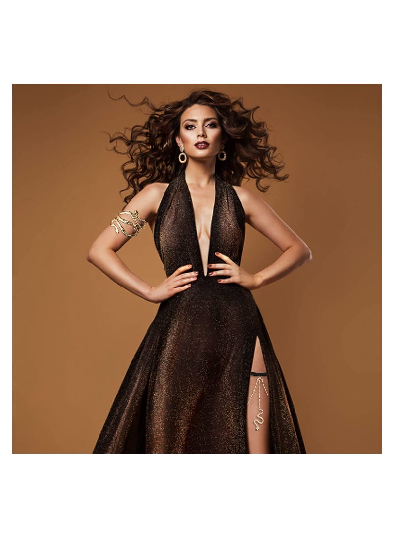 Gold Snake Bangle Cuff Bracelet Vintage Punk Jewelry for Women Stylish Hand Chain Accessories - Image 4