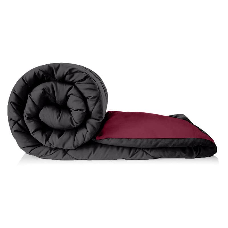 TUNDWAL'S TUNDWALS Microfiber Reversible Solid Extra Comfort Soft ComforterBlanket Double Bed 210 GSM Quilt Maroon Grey 1 Piece - Image 4