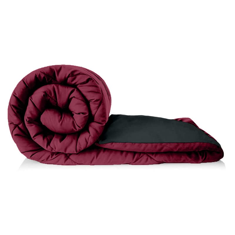 TUNDWAL'S TUNDWALS Microfiber Reversible Solid Extra Comfort Soft ComforterBlanket Double Bed 210 GSM Quilt Maroon Grey 1 Piece - Image 3