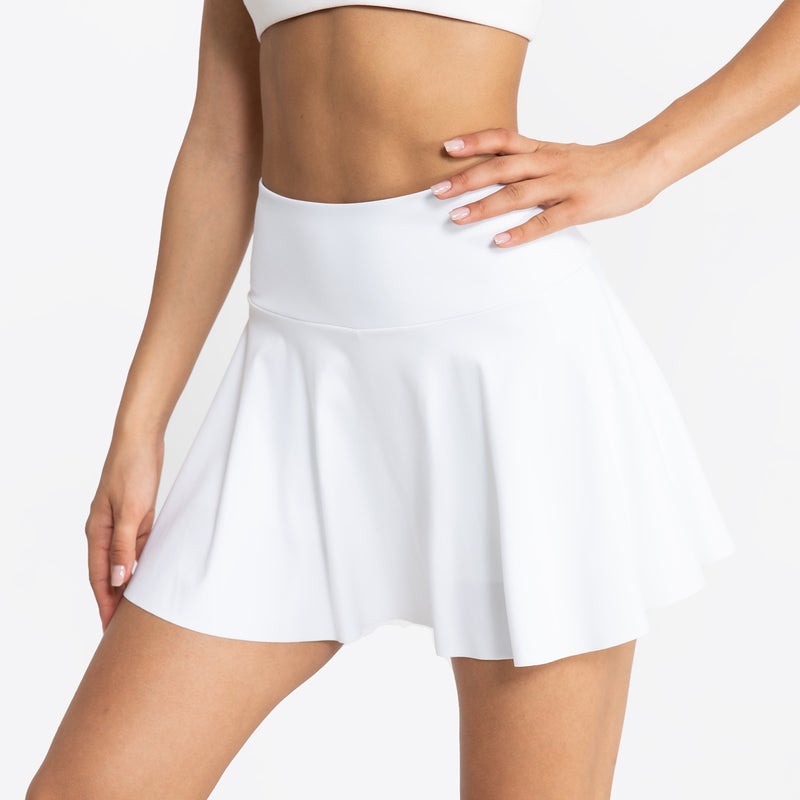 Generic Breathable Yoga Mini Skirt Short Anti-Exposure With Pockets White 