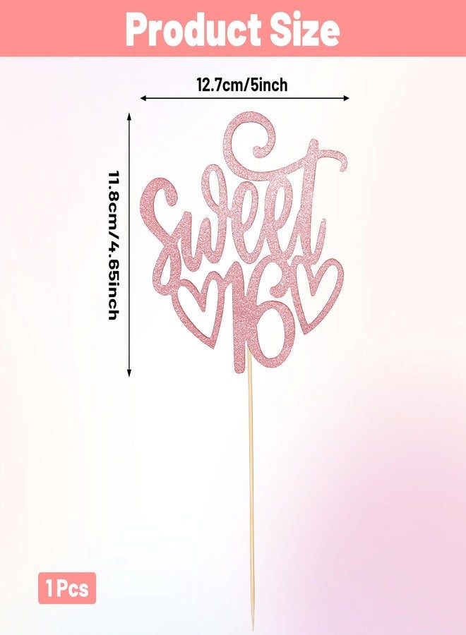 Ymapinc Glitter Sweet 16 Party Decorations for Girls, Rose Gold Sweet 16 Cake Topper, Birthday Supplies, Rose Gold Cake Decorations & Party Favors for Birthday/Anniversary Theme Parties - Image 2