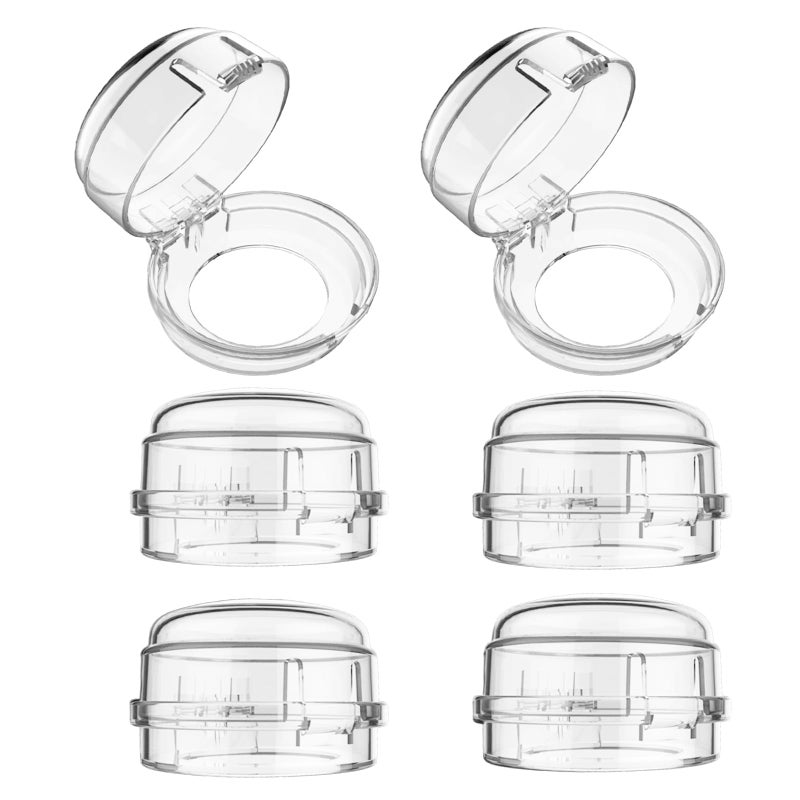 Mecefeno Stove Knob Safety Covers, Gas Stove Knob Locks with Adhesive Universal Size Oven Knob Covers for Child Safety Gas Stove Knob Covers Baby Pet Child Proof Stove Knob Covers - 6pcs Clear - Image 1