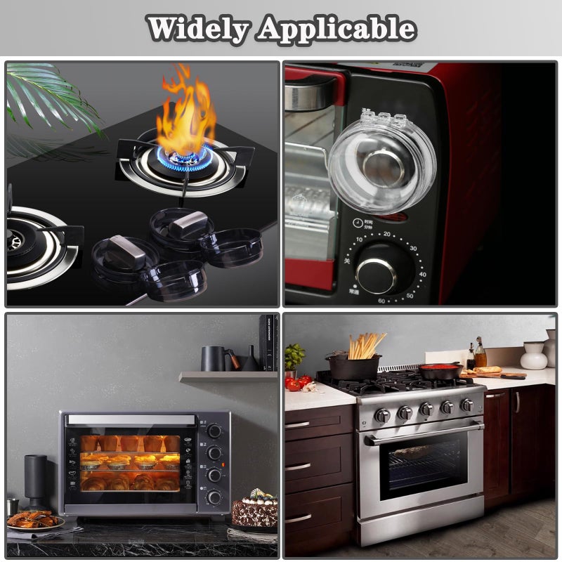 Mecefeno Stove Knob Safety Covers, Gas Stove Knob Locks with Adhesive Universal Size Oven Knob Covers for Child Safety Gas Stove Knob Covers Baby Pet Child Proof Stove Knob Covers - 6pcs Clear - Image 5