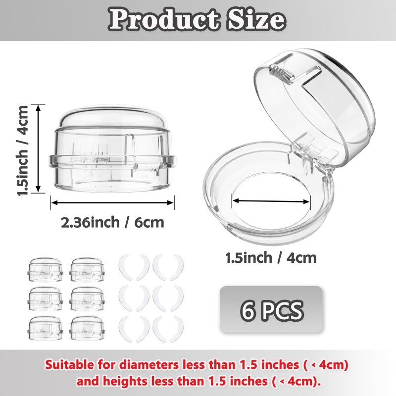 Mecefeno Stove Knob Safety Covers, Gas Stove Knob Locks with Adhesive Universal Size Oven Knob Covers for Child Safety Gas Stove Knob Covers Baby Pet Child Proof Stove Knob Covers - 6pcs Clear - Image 2
