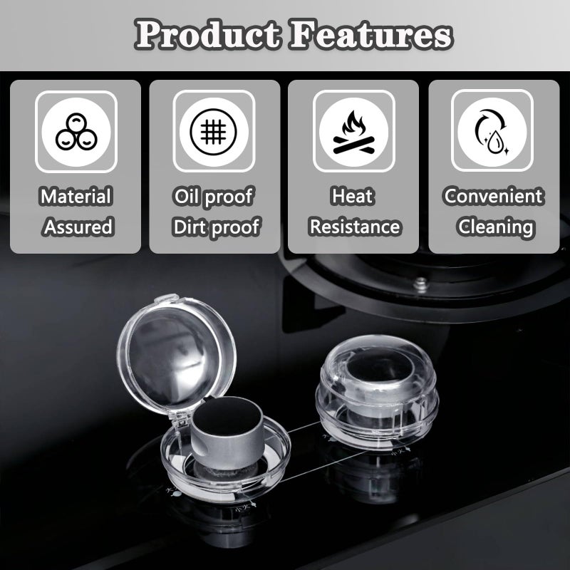 Mecefeno Stove Knob Safety Covers, Gas Stove Knob Locks with Adhesive Universal Size Oven Knob Covers for Child Safety Gas Stove Knob Covers Baby Pet Child Proof Stove Knob Covers - 6pcs Clear - Image 4