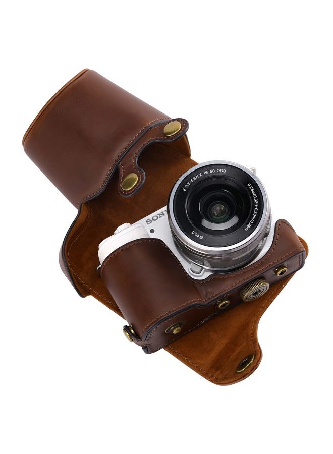 Hargedis XEVN for Sony ZV-E10 case,for Sony ZV-E10 case,Premium PU Full Body Leather Camera Case Bag for Sony Alpha ZV-E10 Fit 16-50mm Lens with Camera Shoulder Strap - Image 1