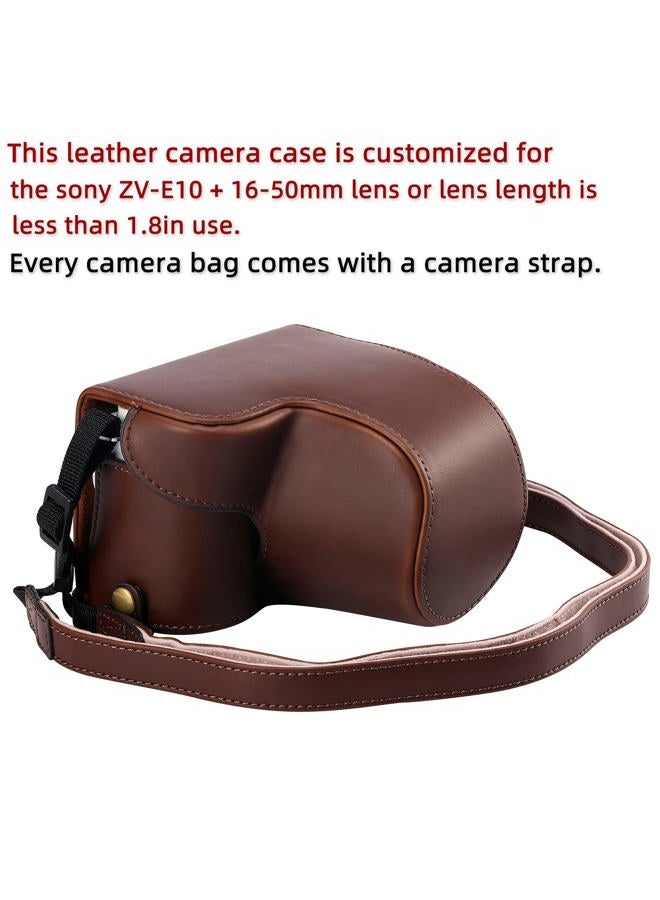 Hargedis XEVN for Sony ZV-E10 case,for Sony ZV-E10 case,Premium PU Full Body Leather Camera Case Bag for Sony Alpha ZV-E10 Fit 16-50mm Lens with Camera Shoulder Strap - Image 2