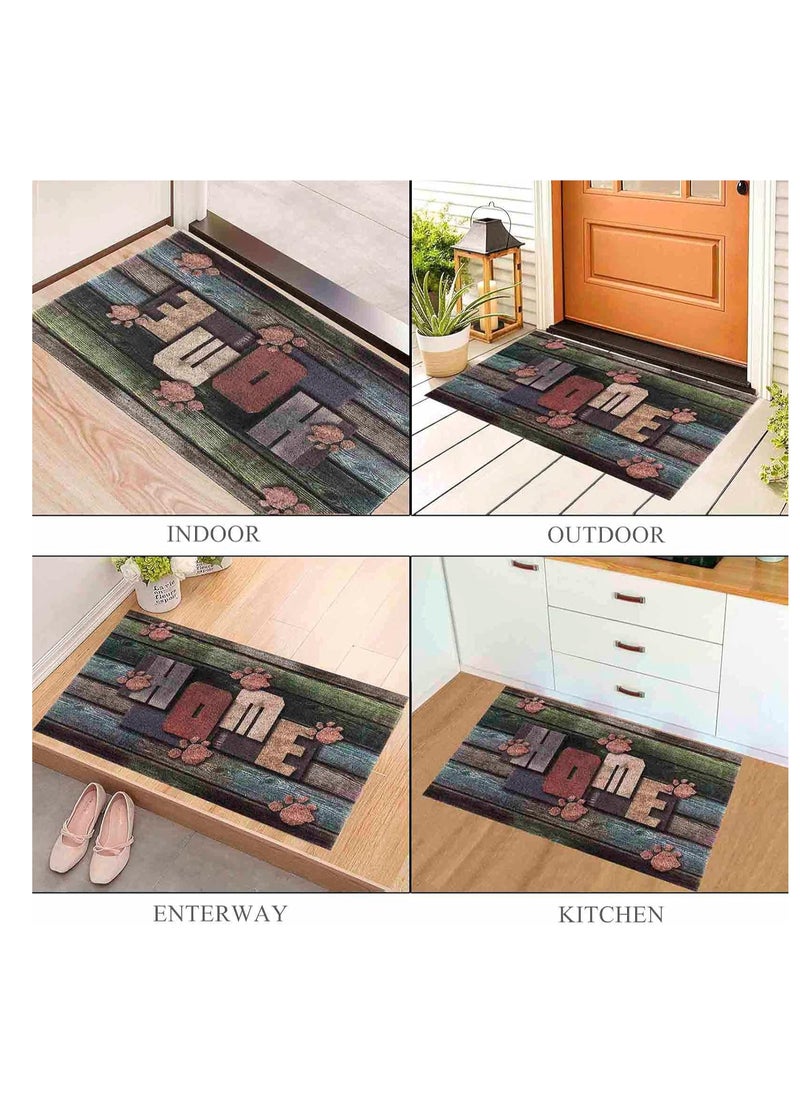 Generic 40*60cm Home Rainbow Series Entrance Door Mat Porch Dust-proof Wear-resistant Floor Mat Home Entrance Stepping Mat Dog Paw Print (HOME-3)  - Image 2