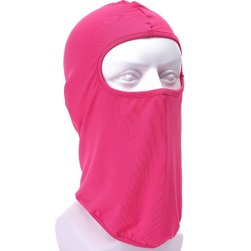 Generic Summer riding mask Ice Silk headgear sunscreen dustproof full face neck protection headgear bicycle electric car inner liner Cap TT-15 Rose Red