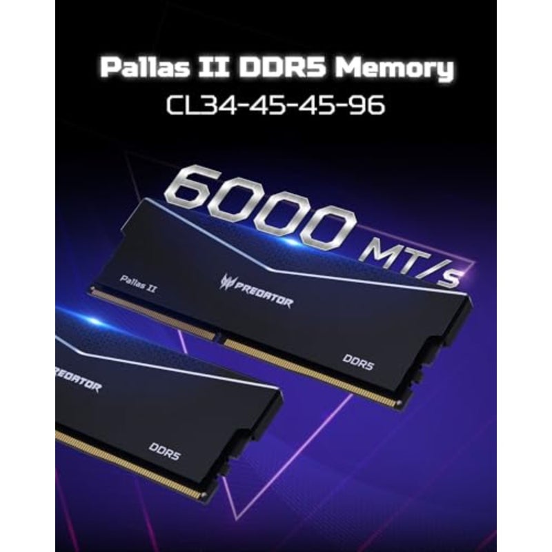 ذاكرة الوصول العشوائي Predator Pallas II DDR5 32 جيجابايت 16 جيجابايت × 2 6000 ميجاهرتز CL36 - Intel XMP 3.0 وAMD Expo - ذاكرة ألعاب الكمبيوتر الشخصي (أسود) - Image 2