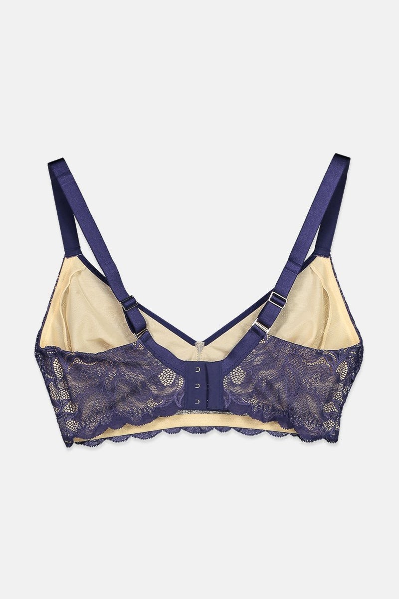 Tchibo حمالة صدر نسائية بدون حشوة مع سلك داعم من الدانتيل، زرقاء - Image 2