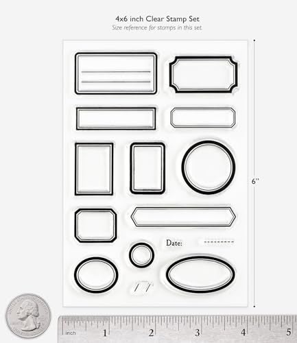Wintertime Crafts Vintage Labels, Clear Stamps 4x6 inch by Wintertime Crafts for Scrapbooking and Art Journals, Texture Stamp Set - Image 3