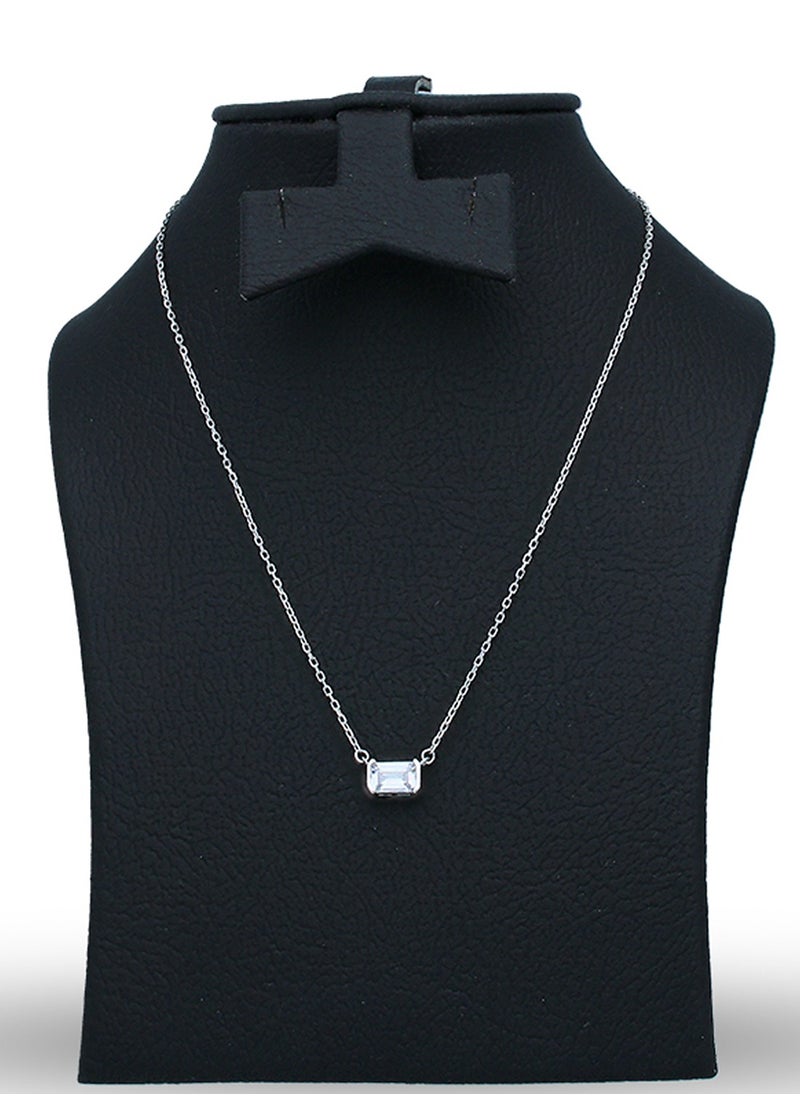 FK Jewellers - Sterling Silver 925 Solitaire Necklace - FKJNKLSLU6091 - Image 1
