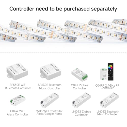 BTF-LIGHTING 5050 RGBW RGB+Warm White(2700K-3000K) 4 Colors in 1 LED Tape Light DC24V 5m 16.4ft 60LED/m Multi-Colored IP30 White 12mm PCB for Bedroom Kitchen Home Decoration(No Adapter or Controller) - Image 3