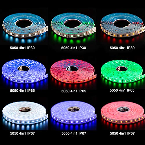 BTF-LIGHTING 5050 RGBW RGB+Warm White(2700K-3000K) 4 Colors in 1 LED Tape Light DC24V 5m 16.4ft 60LED/m Multi-Colored IP30 White 12mm PCB for Bedroom Kitchen Home Decoration(No Adapter or Controller) - Image 2