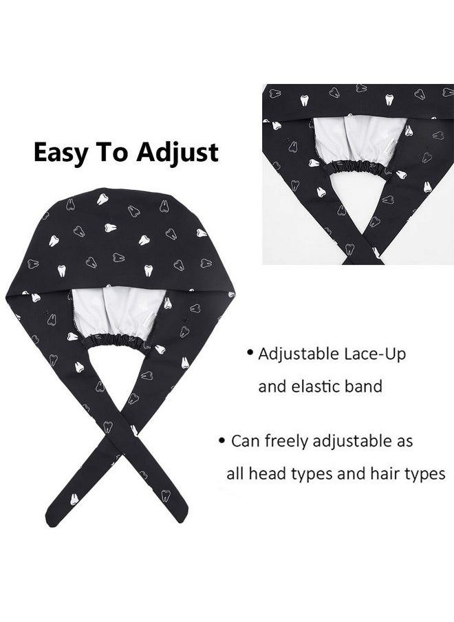 CHUANGLI - 3Pcs Gourdshaped Working Caps With Upgrade Sweatband Adjustable Hats Head Cover Womenmen (B23 Tooth Gray Black Navy) - Image 1