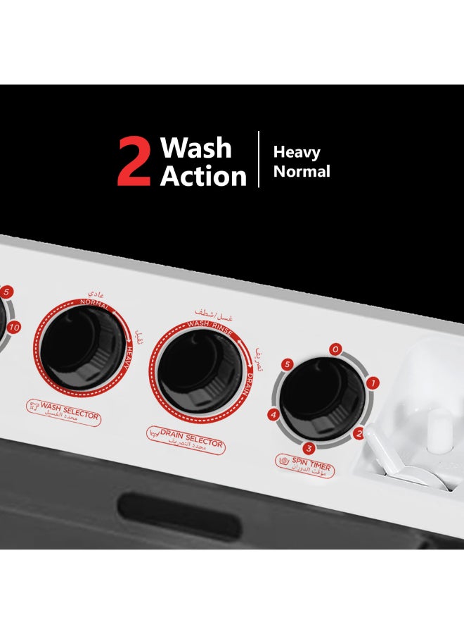 Daewoo 13kg Washer and 8kg Spin, Semi-Automatic washing machine, Wash And Spin Timer, Drain Selector, Water Inlet Selecter Left / Right, Quick Wash, Magic Filter Anti-Rust Body Year Warranty-Korean brand - Image 3