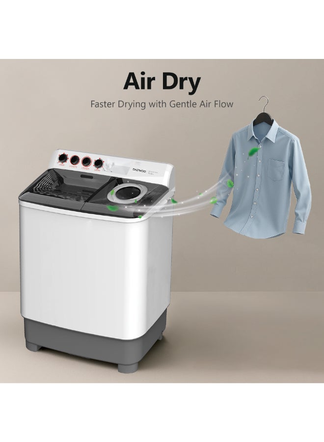 Daewoo 13kg Washer and 8kg Spin, Semi-Automatic washing machine, Wash And Spin Timer, Drain Selector, Water Inlet Selecter Left / Right, Quick Wash, Magic Filter Anti-Rust Body Year Warranty-Korean brand - Image 4