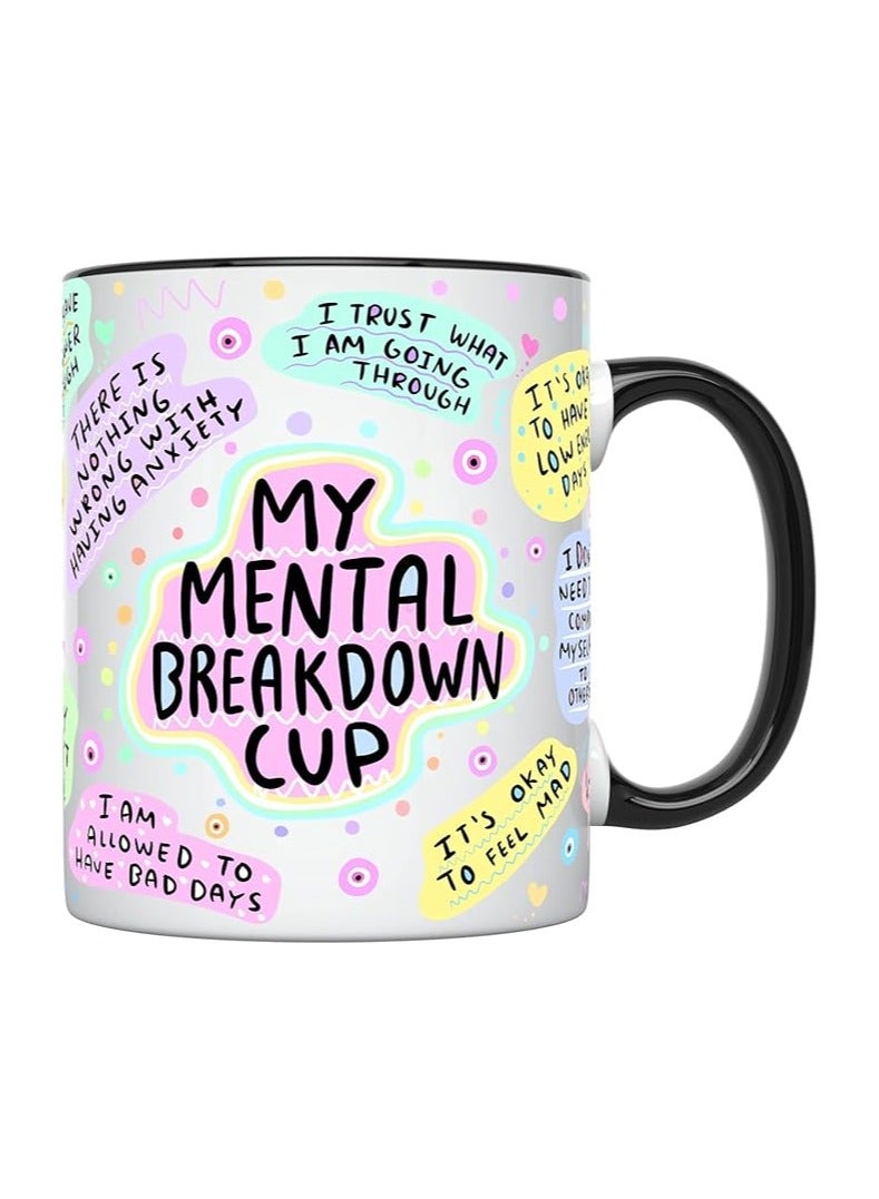 PRINTSHOP4ME Self-Care Coffee Mug for Women - Start Your Day with Inspiration - 11 Oz Motivational Mug with Daily Affirmations - Novelty Gift for Mental Health Awareness (Black Handle)  - Image 1