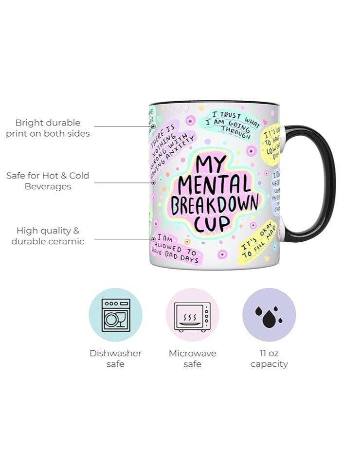 PRINTSHOP4ME Self-Care Coffee Mug for Women - Start Your Day with Inspiration - 11 Oz Motivational Mug with Daily Affirmations - Novelty Gift for Mental Health Awareness (Black Handle)  - Image 2