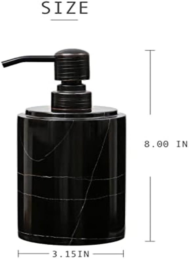 AKDC Jimei Black Marble Soap Dispenser Hand Or Dish For Bathroom & Kitchen Sink - Decorative Natural Marble Stone Liquid Soap/Lotion Dispenser - Stainless Steel Soap Dispenser Easy-Glide Pump - Refillable - Image 1