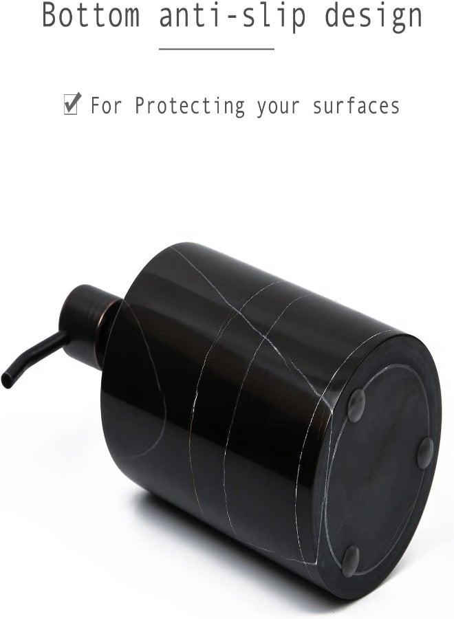 AKDC Jimei Black Marble Soap Dispenser Hand Or Dish For Bathroom & Kitchen Sink - Decorative Natural Marble Stone Liquid Soap/Lotion Dispenser - Stainless Steel Soap Dispenser Easy-Glide Pump - Refillable - Image 3