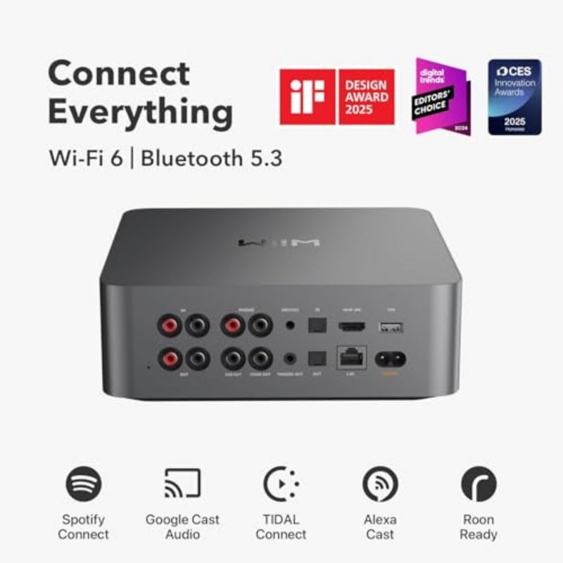 جهاز بث موسيقى Ultra وشاشة لمس رقمية Preamp مقاس 3.5 بوصة، متوافقة مع Google Cast وAlexa وStream Spotify وAmazon Music وTidal والمزيد HDMI ARC ومدخل Phono ومخرج سماعة الرأس رمادي فضائي - Image 2