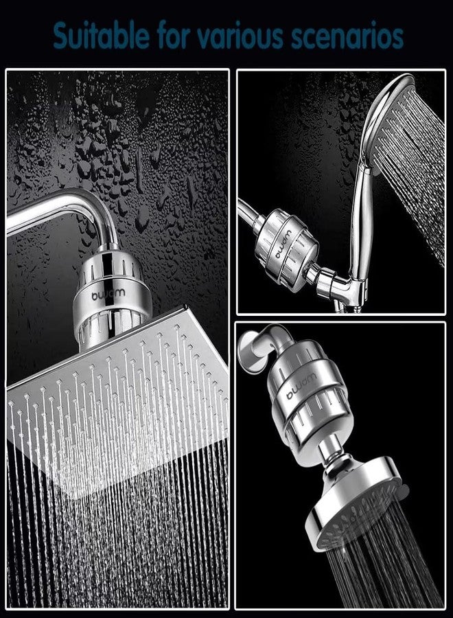 BWDM 15 Stage Shower Filter - Shower Head Filter - bwdm Hard Water Filter, Remove Chlorine Heavy Metals and other Impurities, Vitamin C Water Softener Reduces Dry Itchy Skin, Dandruff (Chrome) - Image 5