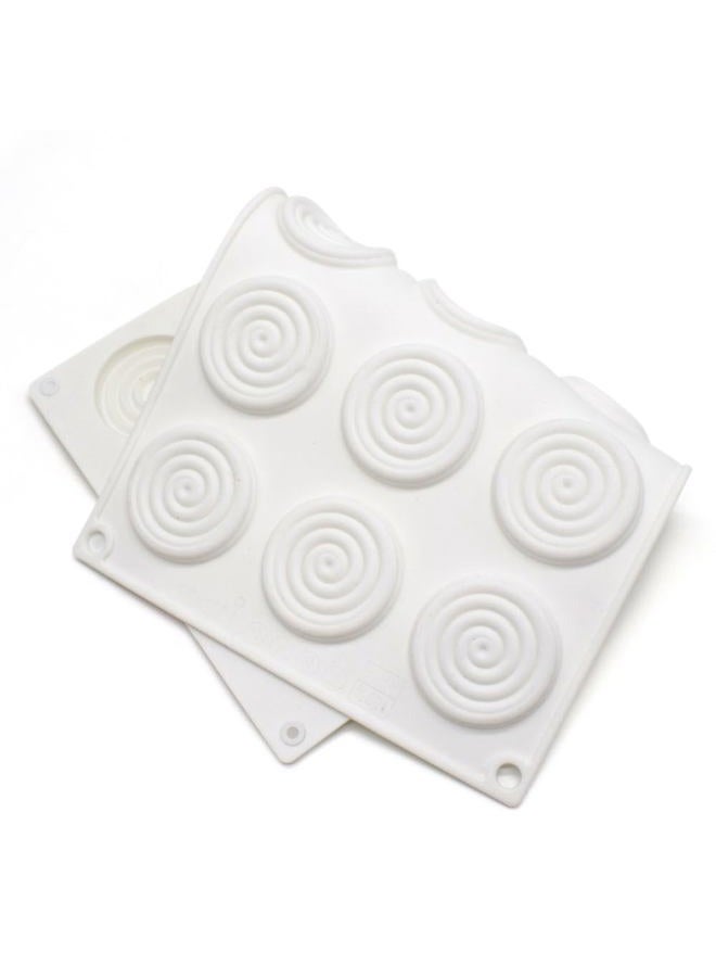 mostsom Silicone Mold 6 Cavity Round Spiral Shaped Cake Silicone Baking Mold DIY Spiral Silicone Jelly Candy Mould (Spiral Pattern C_11.64 X6.84 X0.4 inch) - Image 4