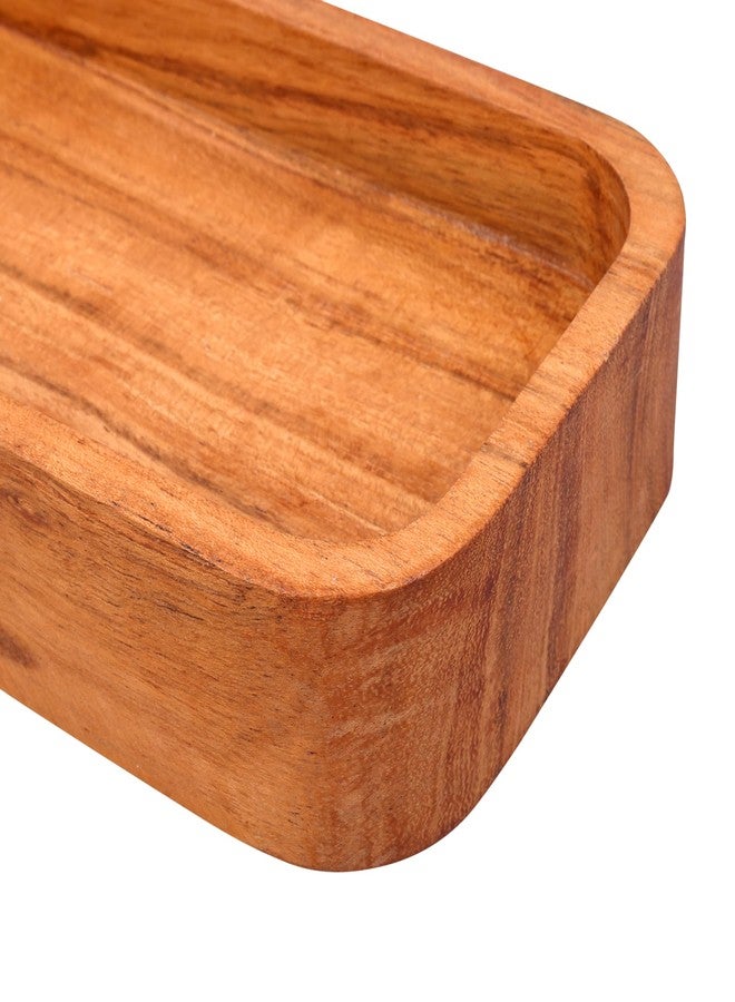 GoCraft Acacia Wood Partition Serving Platter - 12 x 4 Inch - with Ceramic Dip Bowl | Rustic Wooden Snack Tray with Sectioned Compartments for Chips, Nachos, Cheese, Fruits, Appetizer | Natural Finish - Image 5