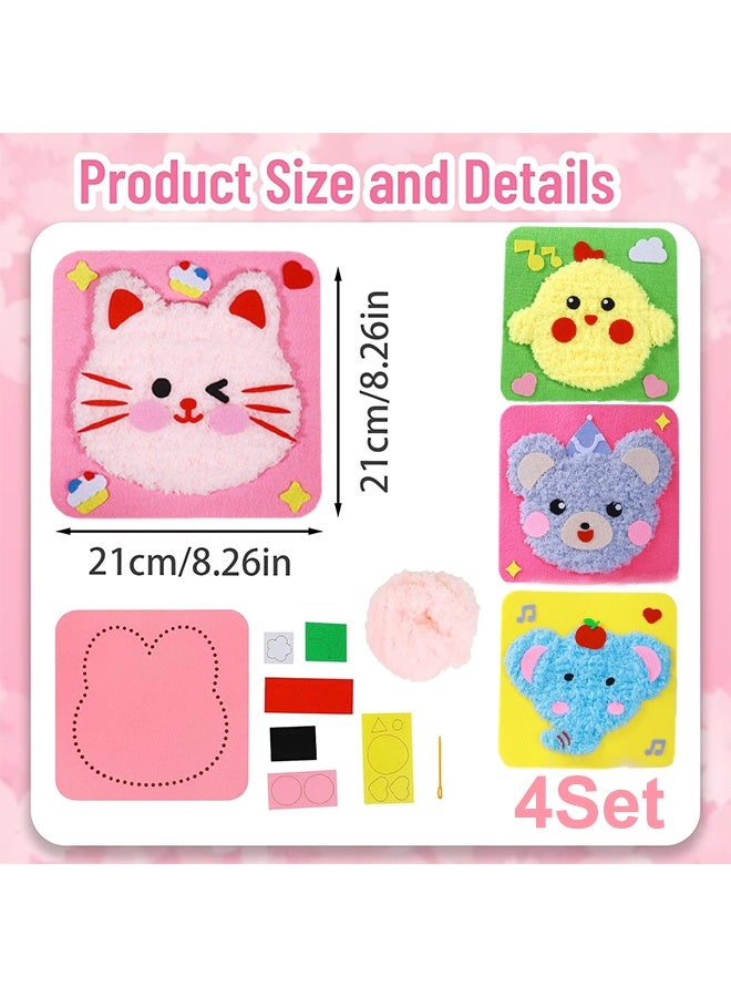 DIY Embroidery Doll Set, DIY Kids Doll Sewing Craft Kit for Early Education Toys,Stick and Stitch Embroidery Patterns for Kids, Cross Stitch Kits for Children, 4 Animal Themed Craft Kits for Family Activities and Gifts - Image 2
