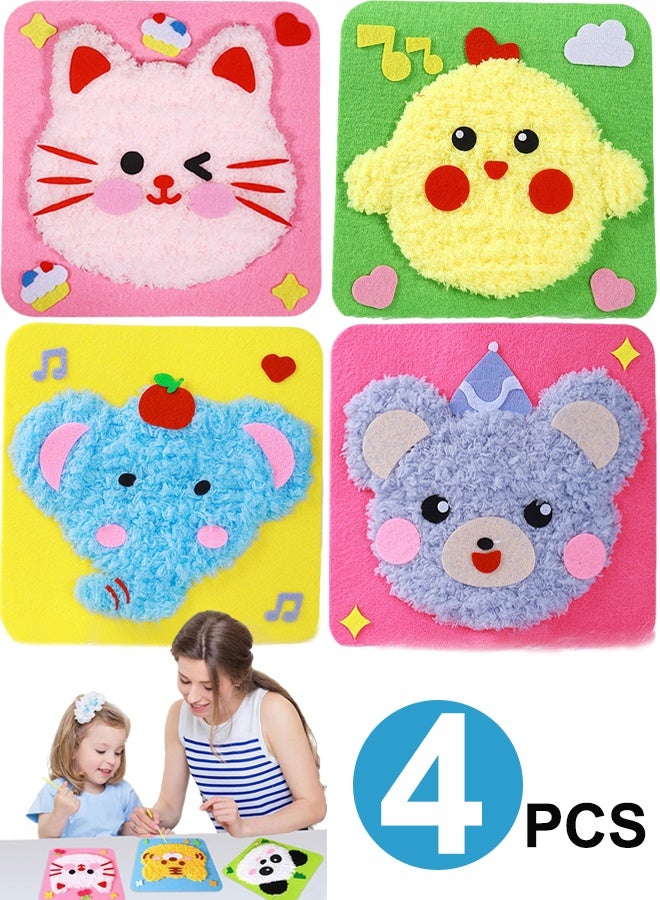 DIY Embroidery Doll Set, DIY Kids Doll Sewing Craft Kit for Early Education Toys,Stick and Stitch Embroidery Patterns for Kids, Cross Stitch Kits for Children, 4 Animal Themed Craft Kits for Family Activities and Gifts - Image 1