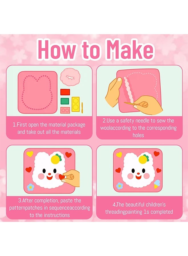 DIY Embroidery Doll Set, DIY Kids Doll Sewing Craft Kit for Early Education Toys,Stick and Stitch Embroidery Patterns for Kids, Cross Stitch Kits for Children, 4 Animal Themed Craft Kits for Family Activities and Gifts - Image 3