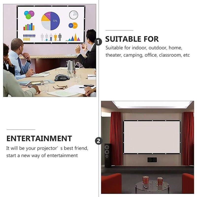 9 Foldable Polyester Projector Screen Portable Indoor Outdoor Home Theater Camping Use - Image 4