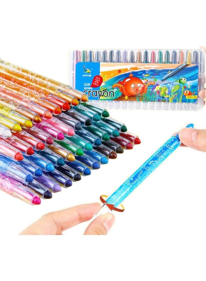 Lps Children'S Rotating Crayons, Non-Staining, Elementary School Supplies, Art Smooth Oil Pastels, 12 Colors, Kindergarten, Baby Birthday Gift, Drawing Rotating Sticks, L3007 - Image 2