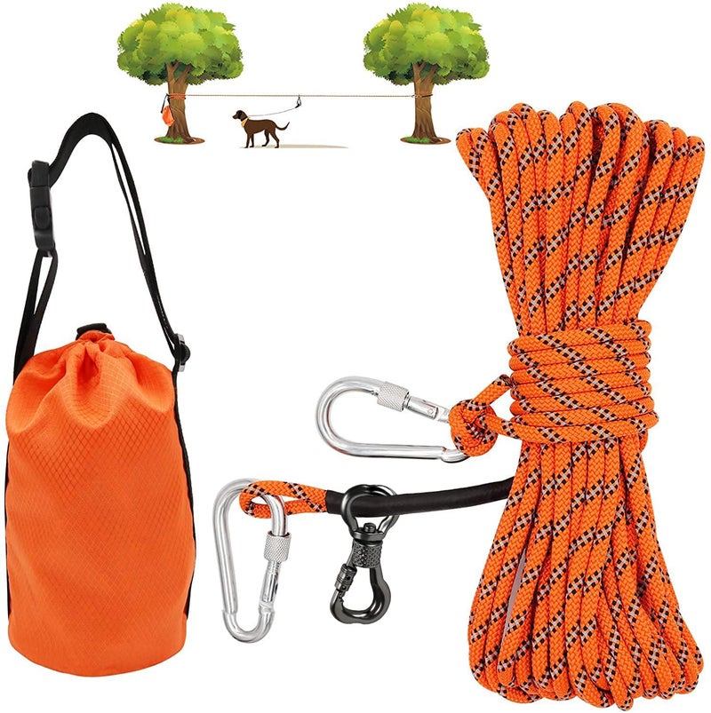 XiaZ Dog Tie Out Cable for Camping 50ft Portable Overhead Trolley System for Dogs up to 200lbsDog Lead for Yard Camping Parks Outdoor Events5 min Setup - Image 3