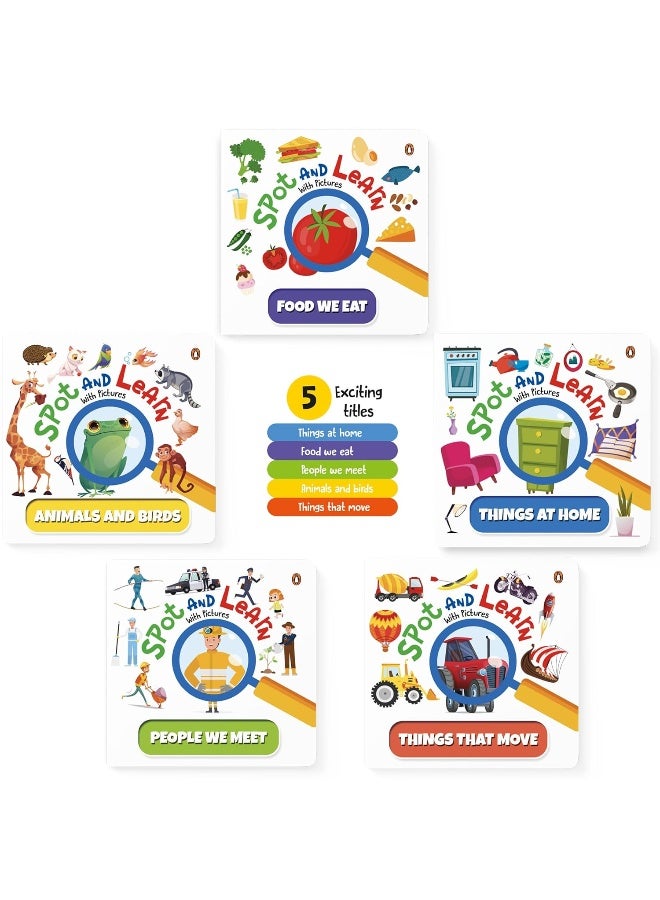 Spot and Learn with Pictures (Penguin Early Learning Series): A Boxset of 5 Fun & Interactive Board Book to Develop Observation Skills and Vocabulary for Kids, Toddlers - Image 1