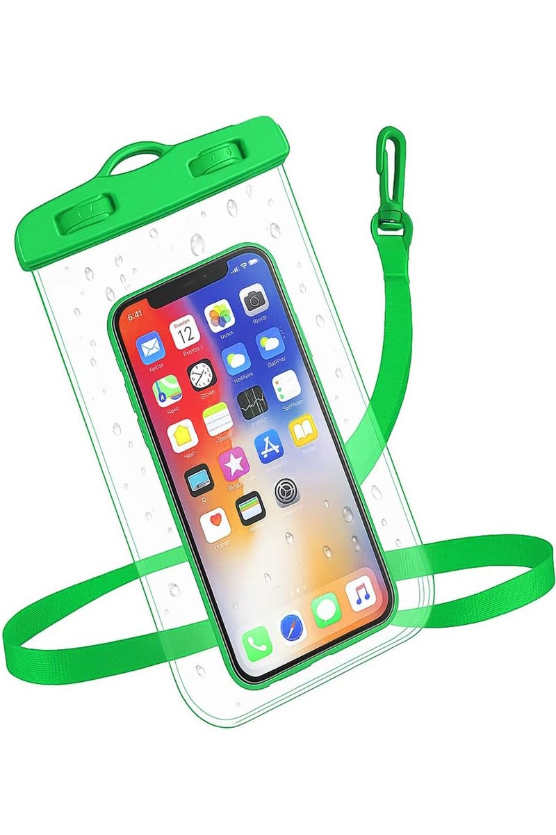 Fully protected sea case, Swimming Bag Waterproof Phone Case, Mobile Pouch PVC Cover Use at Beach or Swimming Pool, with Neck Strap For iPhone, Samsung, Xiaomi, Huawei, Redmi - Green  - Image 1